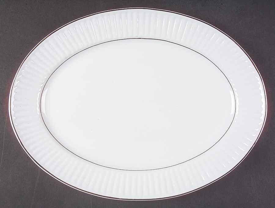 Claremont Gold (White Background) 14" Oval Serving Platter by Gibson Designs-1