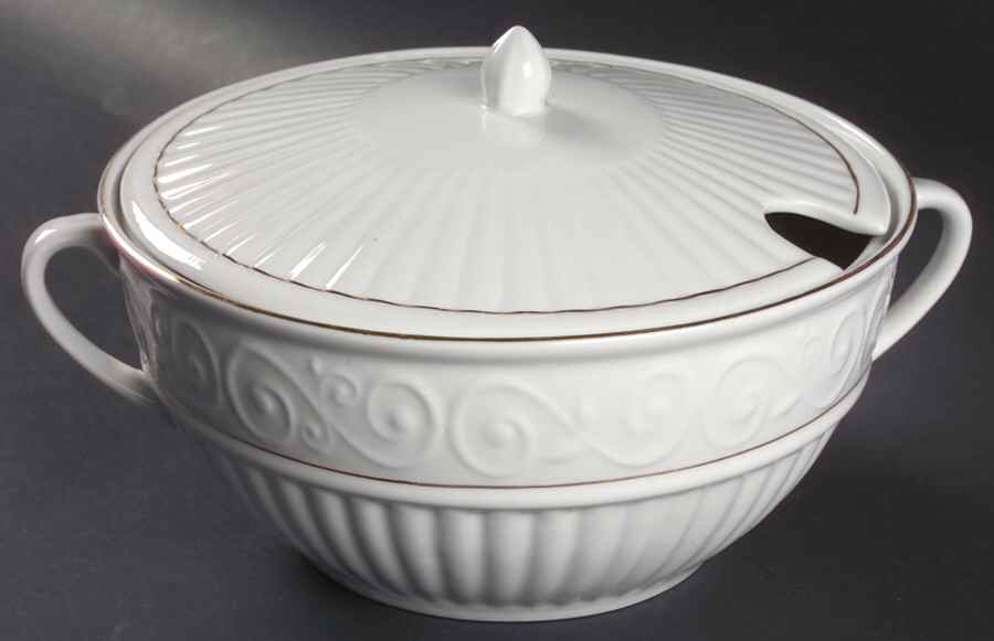 Claremont Gold (White Background) Tureen &  Lid by Gibson Designs-1