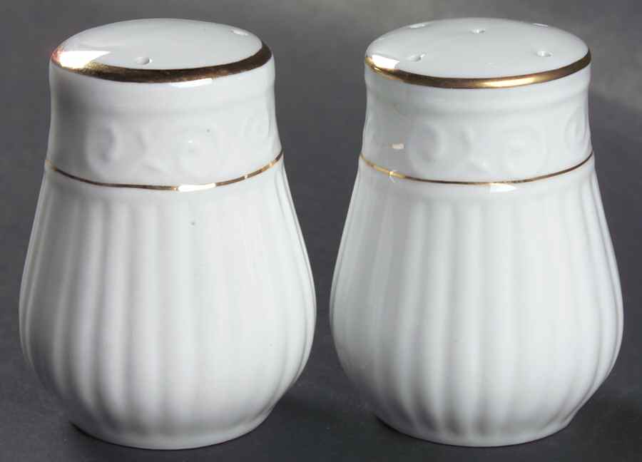Claremont Gold (White Background) Salt & Pepper Set by Gibson Designs-1