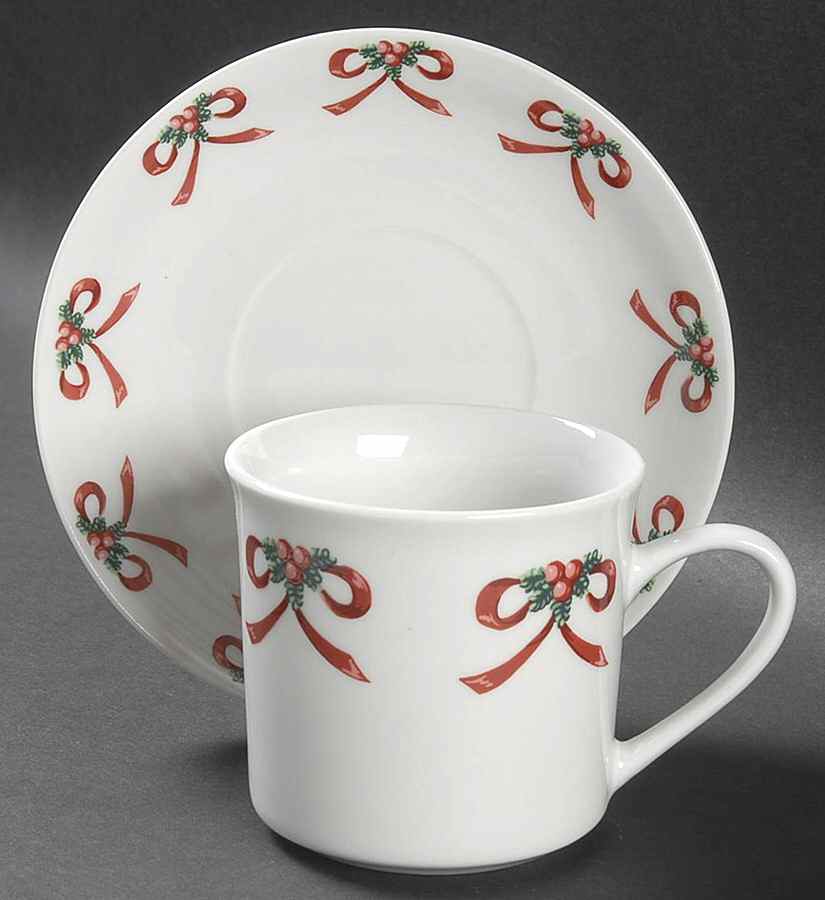 Christmas Morning Flat Cup & Saucer Set by Gibson Designs-1