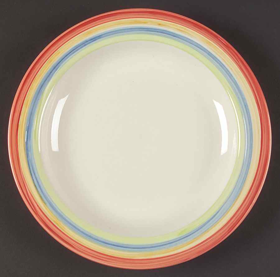 Stylish Living Rainbow Stripes Dinner Plate by Gibson Designs-1