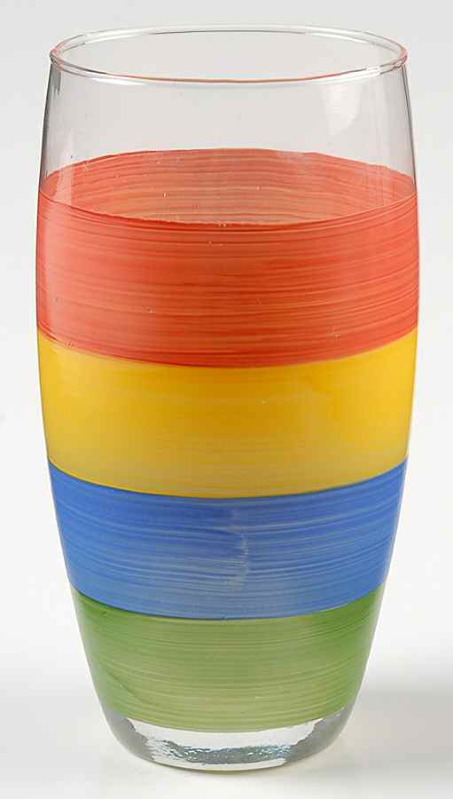 Stylish Living Rainbow Stripes 16 Oz Glassware Tumbler by Gibson Designs-1