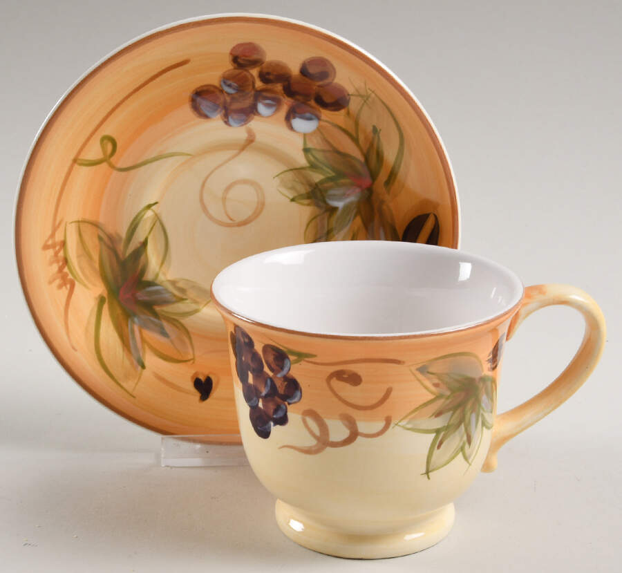 Antique Grappa Footed Cup & Saucer Set by Gibson Designs-1