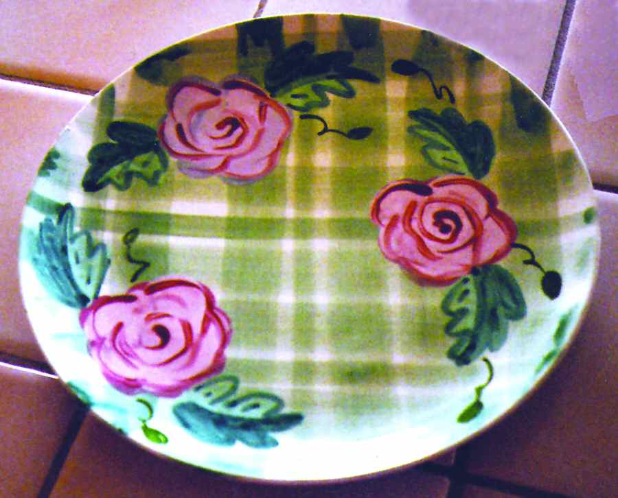Rose Gingham Dinner Plate by Gumps-1