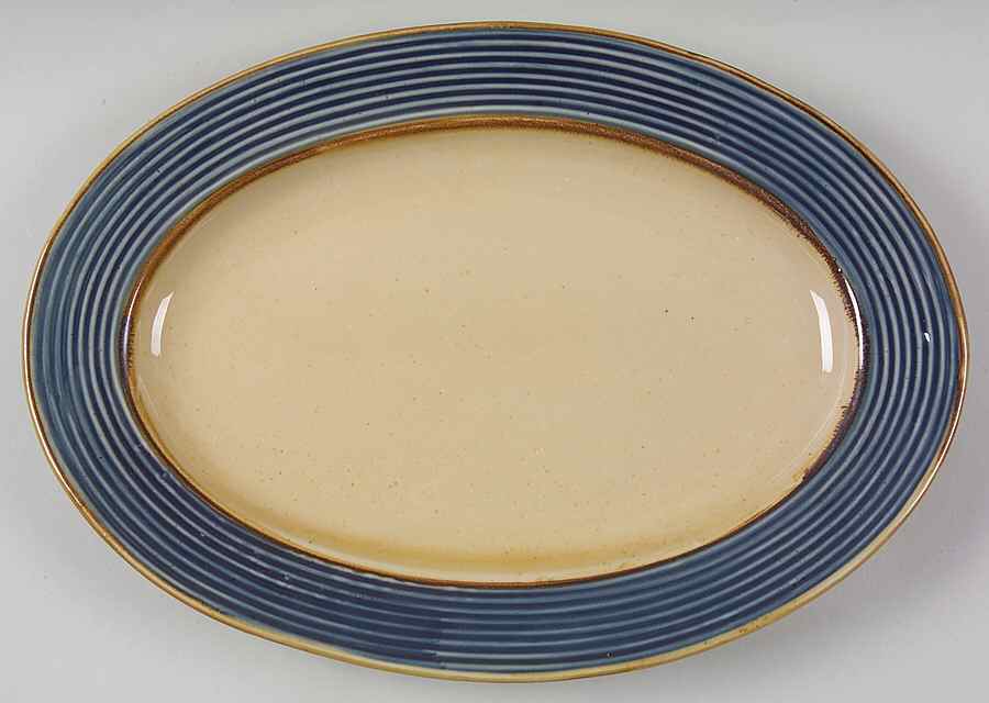 Retreat Blue 13" Oval Serving Platter by Gibson Designs-1