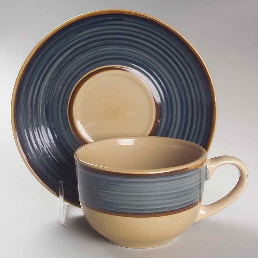 Retreat Blue Flat Cup & Saucer Set by Gibson Designs-1