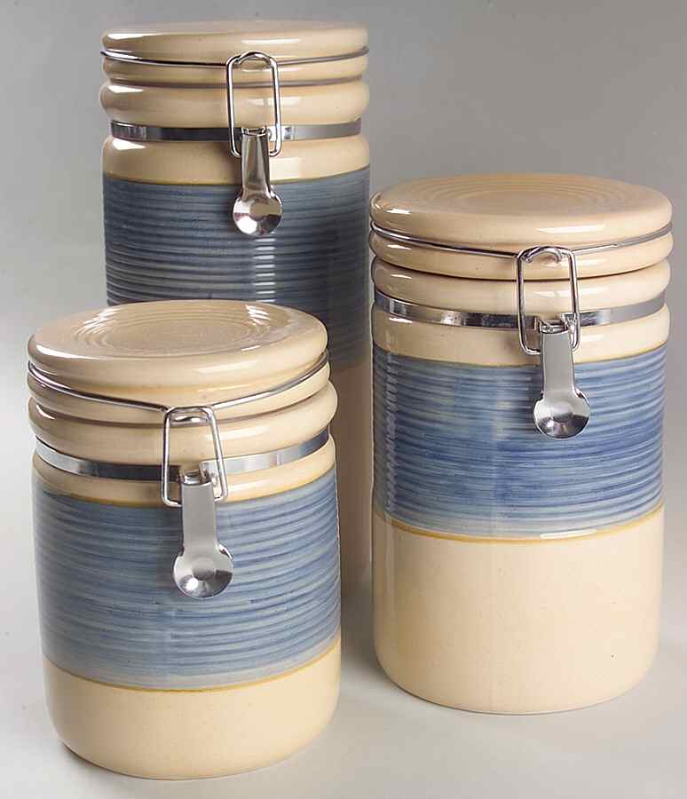 Retreat Blue (3 Piece) Canister Set (Box Set) by Gibson Designs-1