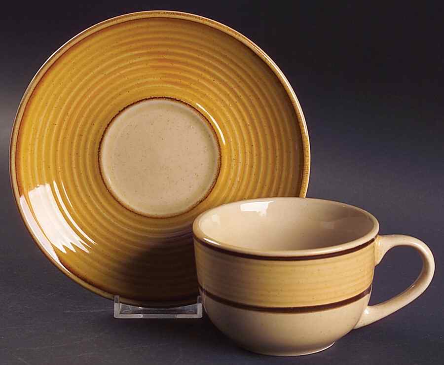 Retreat Yellow Flat Cup & Saucer Set by Gibson Designs-1