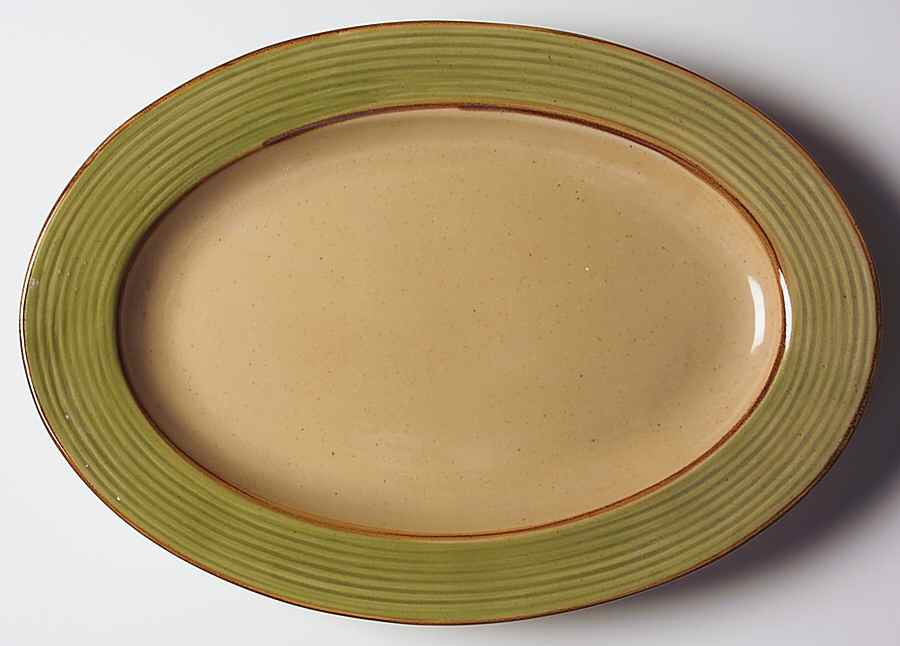 Retreat Green 13" Oval Serving Platter by Gibson Designs-1