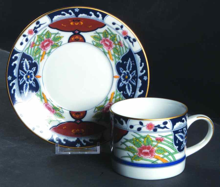 Kiku (Rimmed) Flat Cup & Saucer Set by Gumps-1