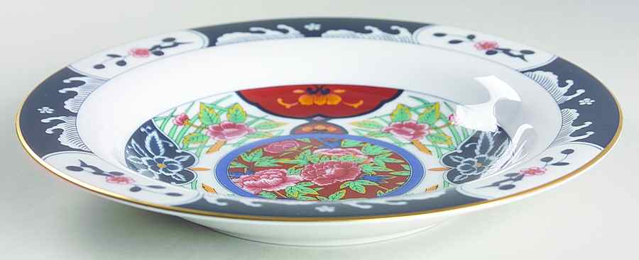 Kiku (Rimmed) Large Rim Soup Bowl by Gumps-1