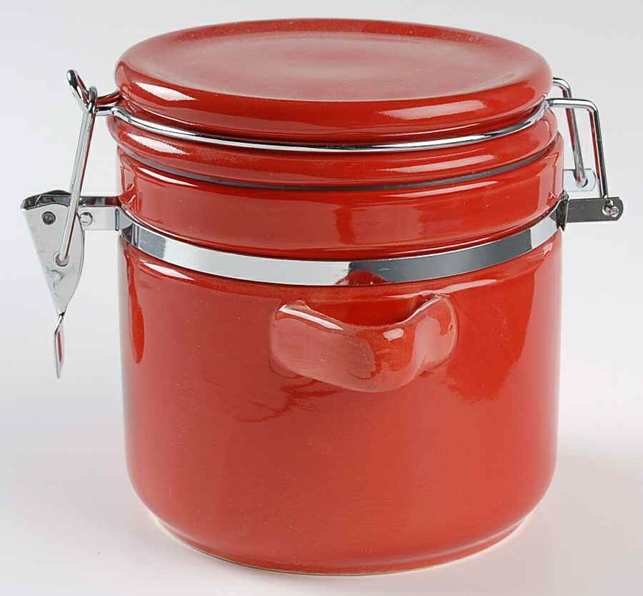Sensations II Red Small Canister with Hinged Lid by Gibson Designs-1