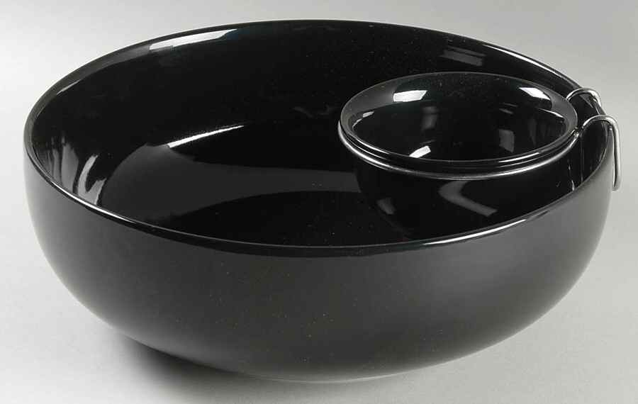 Sensations II Black Chip & Dip W/Metal Stand (10" & 4" Bowls) by Gibson Designs-1