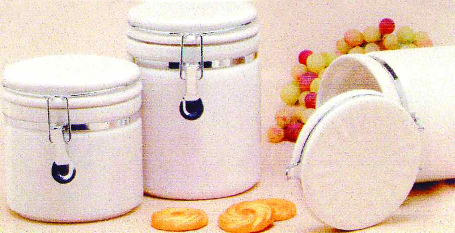 Ceremony White Large Canister & Lid by Gibson Designs-1