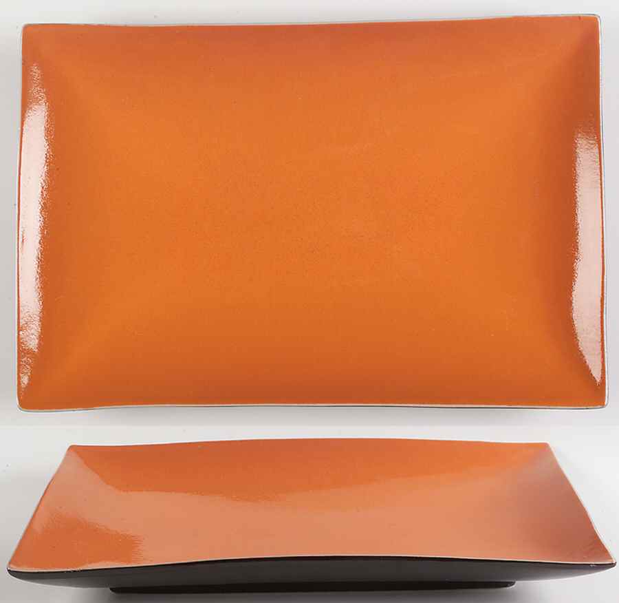 Radiant Orange 16" Rectangular Serving Platter by Gibson Designs-1