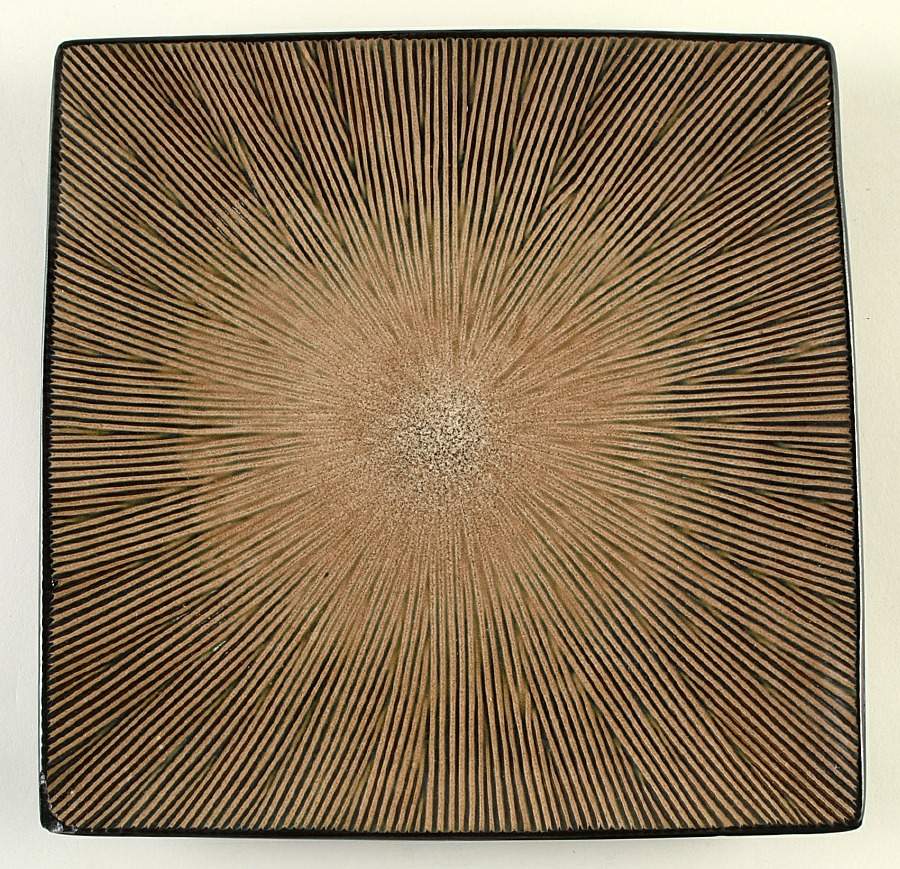 South Seas Brown Square Dinner Plate by Gibson Designs-1