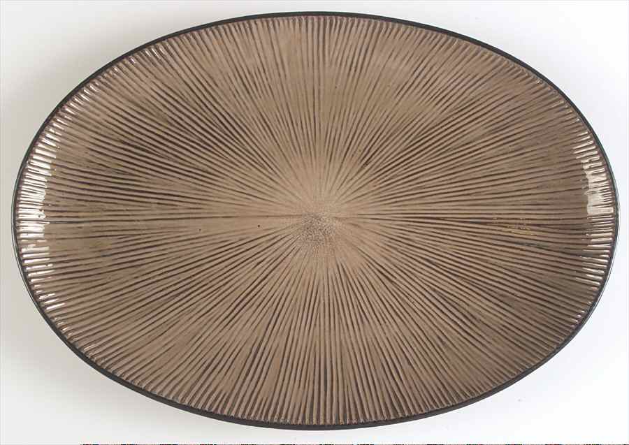 South Seas Brown 16" Oval Serving Platter by Gibson Designs-1