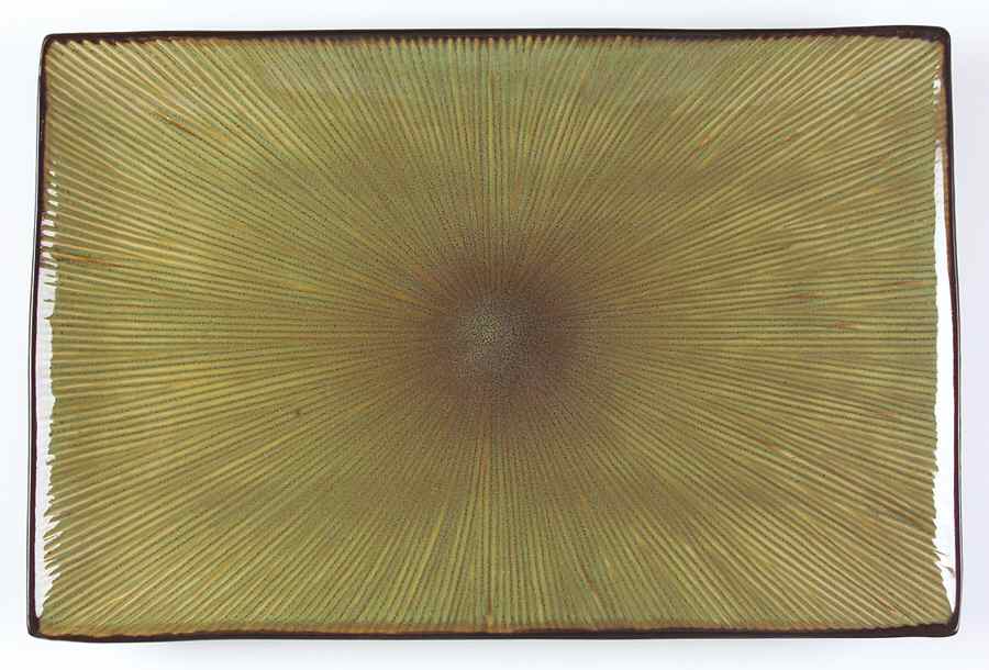 South Seas Green 16" Rectangular Serving Platter by Gibson Designs-1