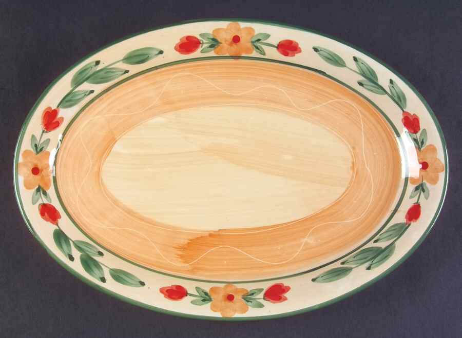 Floral Terrace 12" Oval Serving Platter by Gibson Designs-1