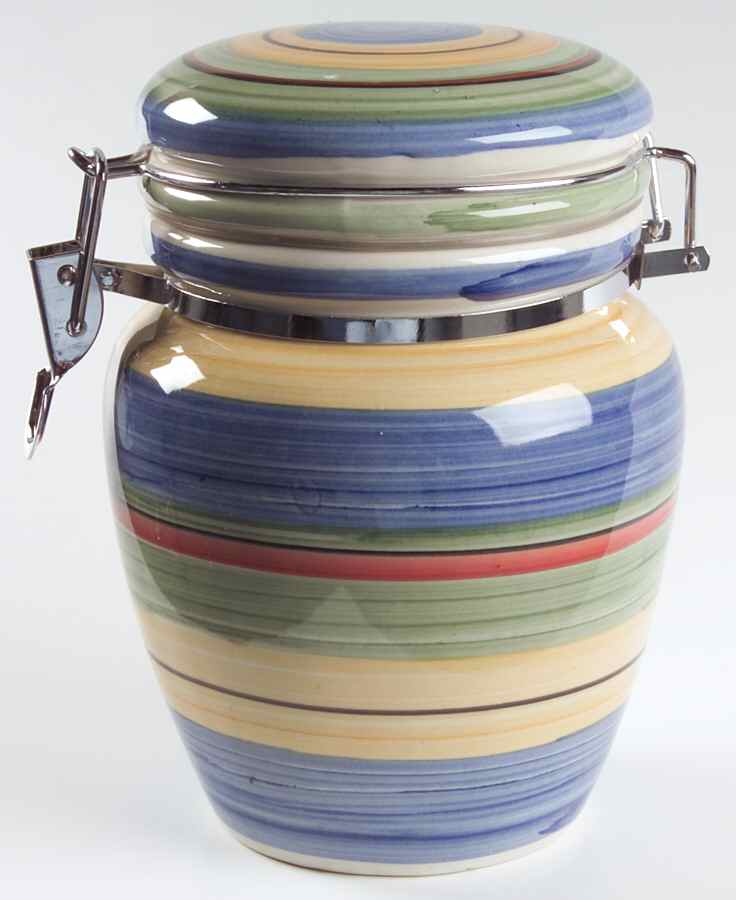 Salsa Stripe Medium Canister & Lid by Gibson Designs-1