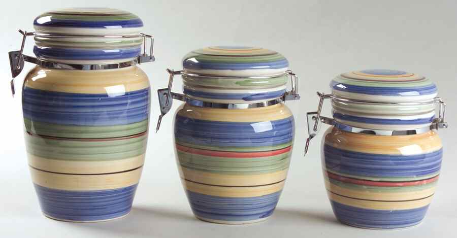 Salsa Stripe (3 Piece) Canister Set (Box Set) by Gibson Designs-1