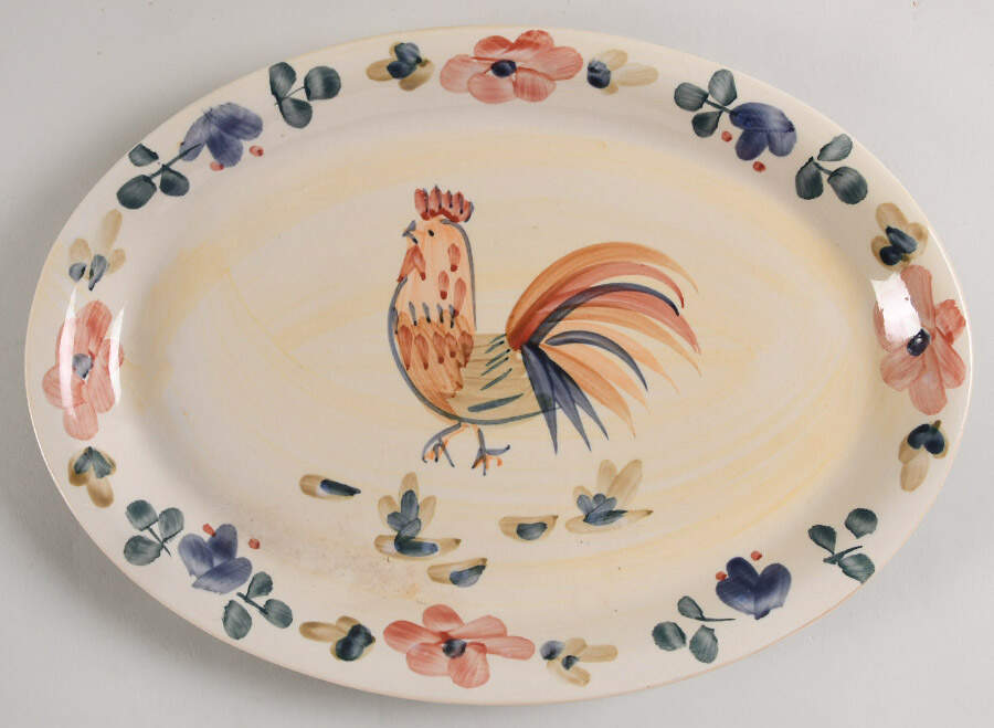 Good Morning-Tan (Handpainted) 14" Oval Serving Platter by Gibson Designs-1