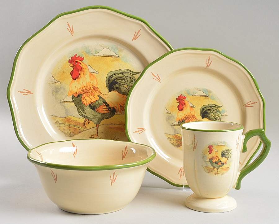 Royal Rooster 4 Piece Place Setting by Gibson Designs-1