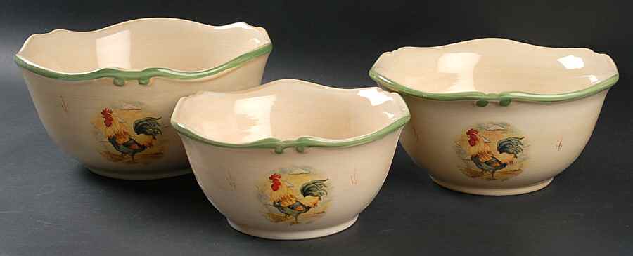 Royal Rooster (Set of 3) Nested Mixing Bowl (7", 8", 9") by Gibson Designs-1