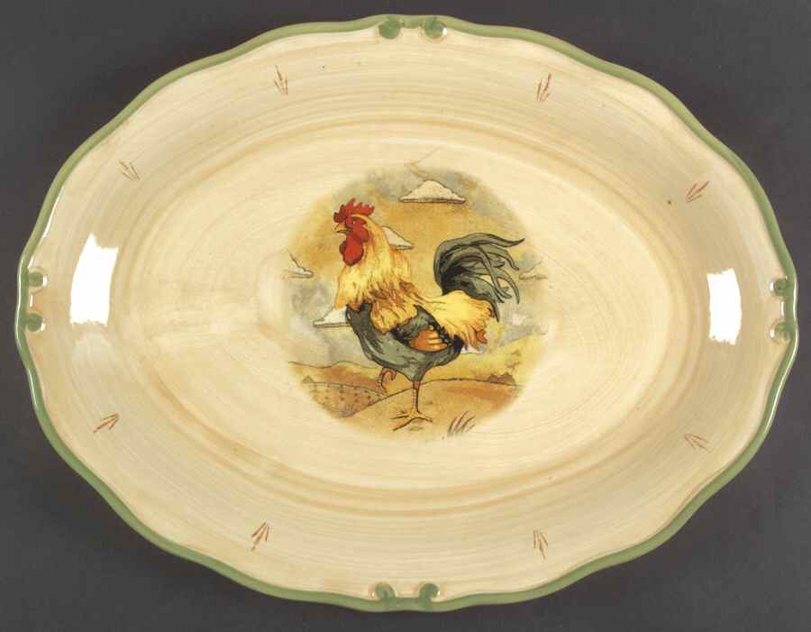 Royal Rooster 18" Oval Serving Platter by Gibson Designs-1