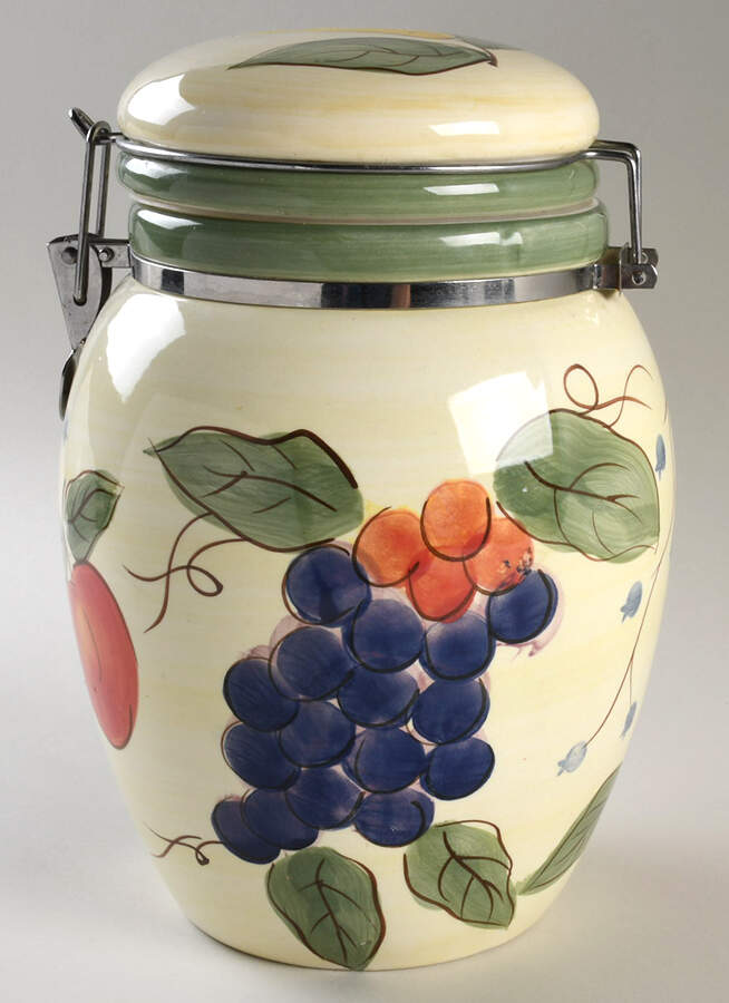 Cornucopia Fruits Large Canister & Lid by Gibson Designs-1
