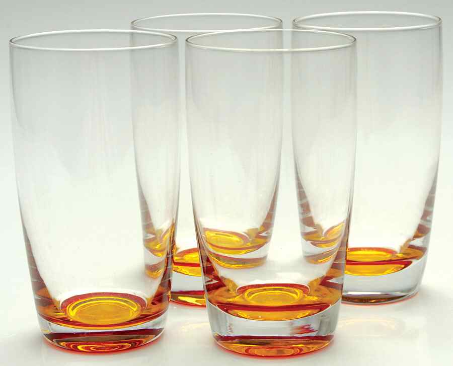 Aspire Orange Glassware Tall Tumbler - Set of 4 by Gibson Designs-1