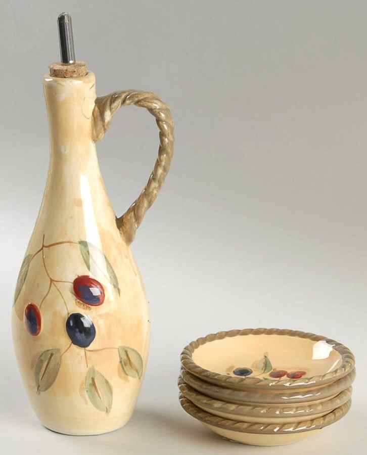 Bistro Italia Oil Jar & Drizzler with 4 Dipping Bowls by Gibson Designs-1