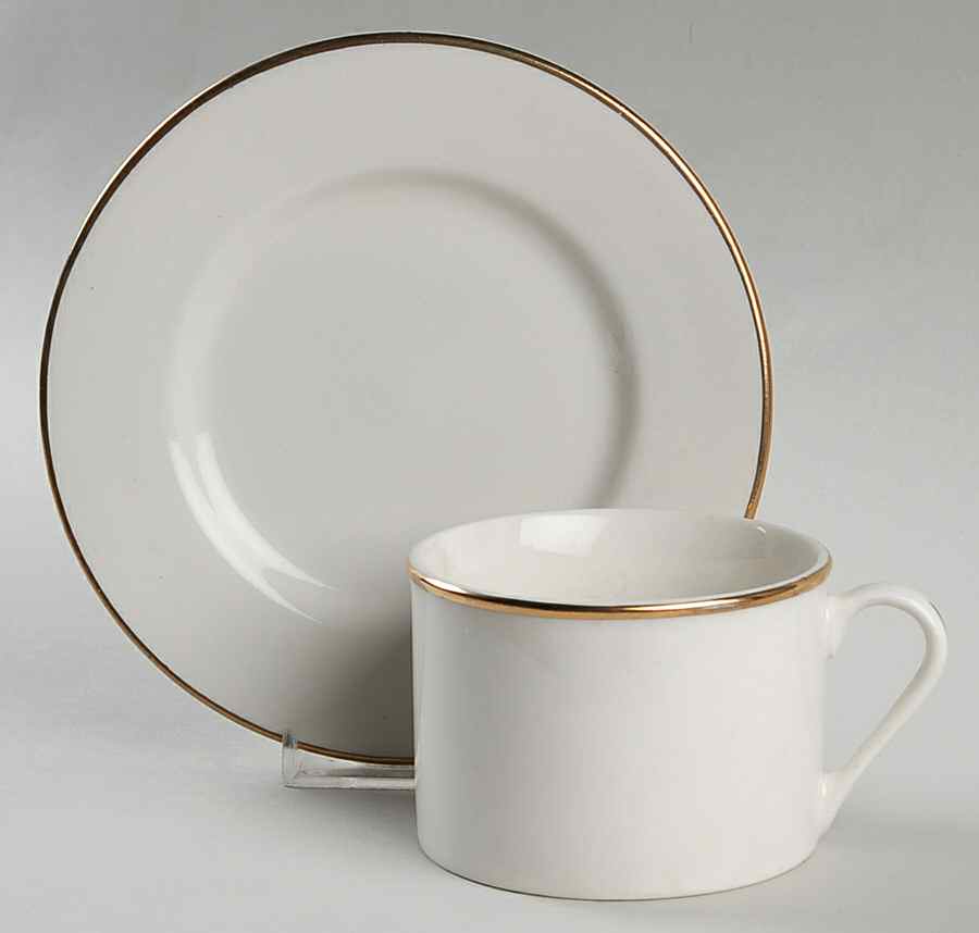 Chateau Gold Flat Cup & Saucer Set by Gibson Designs-1