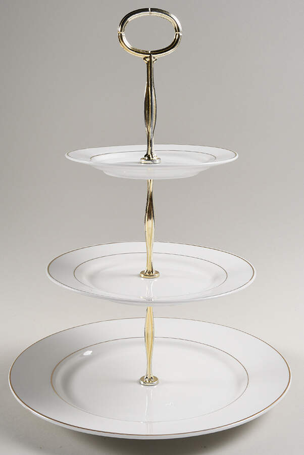 Anniversary Golden 13 7/8"-14 1/4" 3-Tiered Serving Tray(DP,SP,BB) HC by Gibson Designs-1