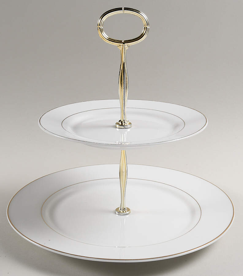 Anniversary Golden 6 5/8"-10"  2 Tiered Serving Tray (Dp, Sp) HC by Gibson Designs-1