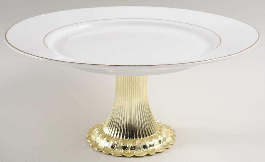 Anniversary Golden Cake Stand with 4"-5" Metal Pedestal  Hc by Gibson Designs-1