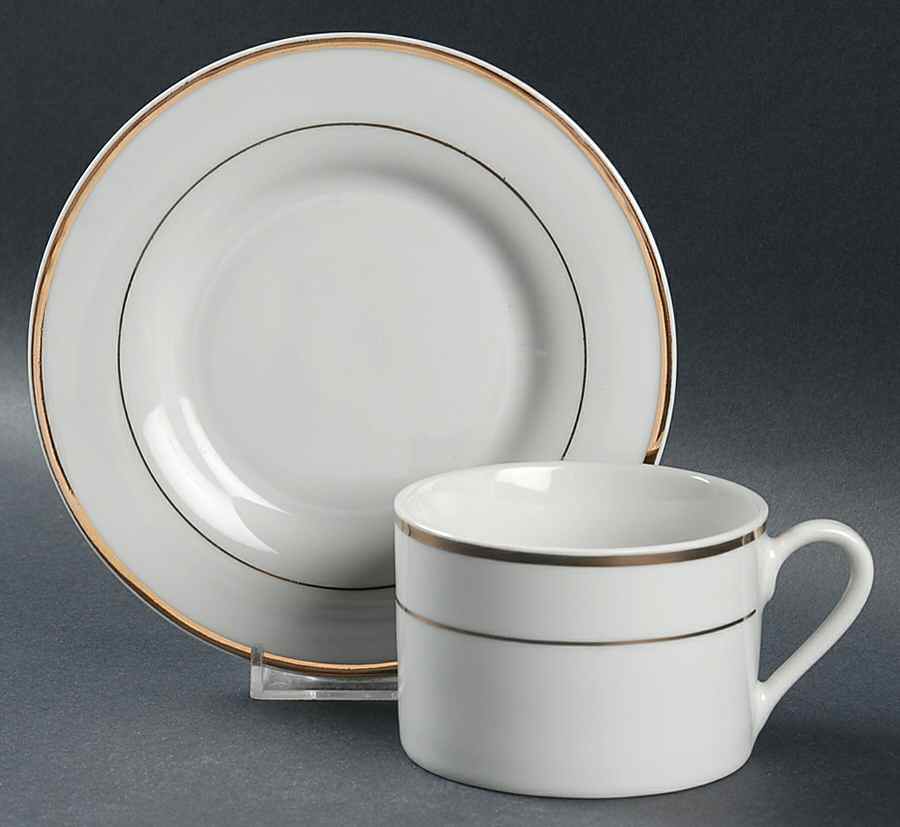 Anniversary Golden Flat Cup & Saucer Set by Gibson Designs-1
