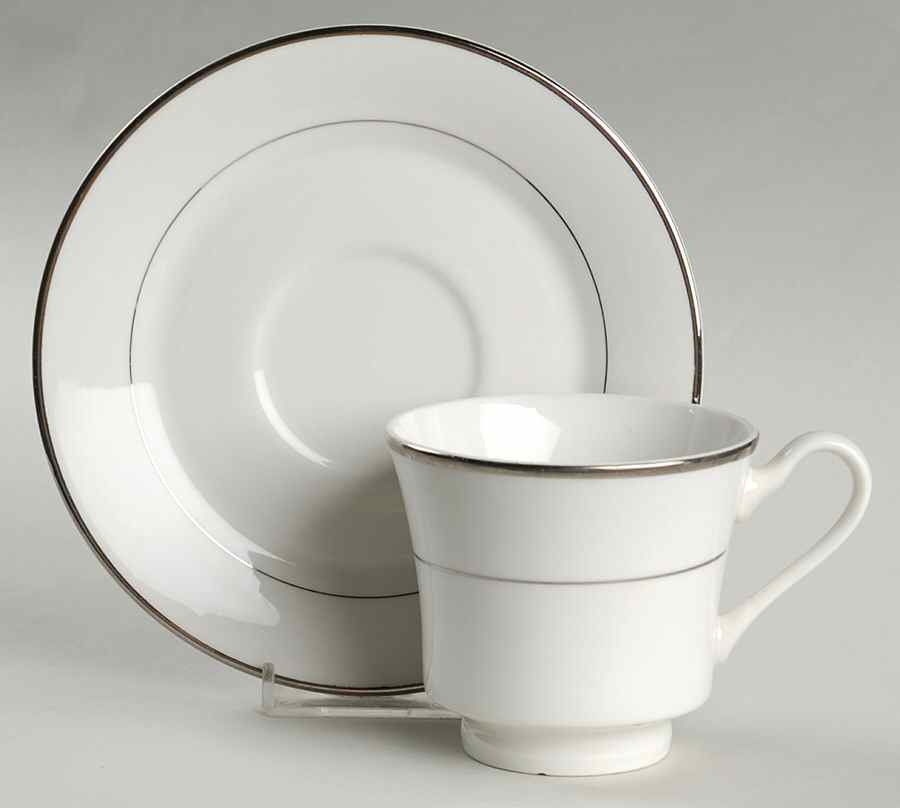 Anniversary Platinum Footed Cup & Saucer Set by Gibson Designs-1