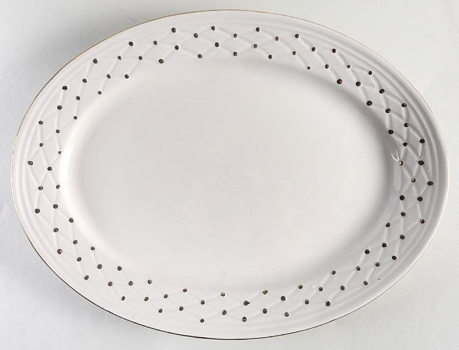 Golden Quilt 13" Oval Serving Platter by Gibson Designs-1
