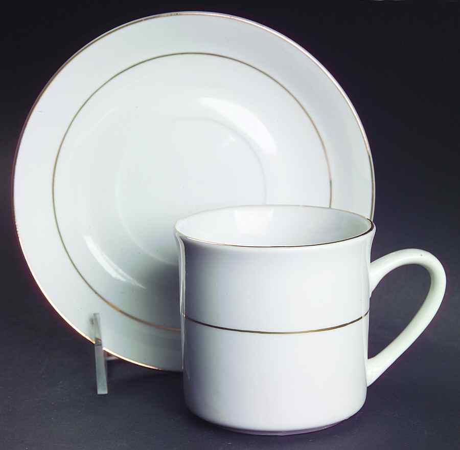 Concerto Gold Flat Cup & Saucer Set by Gibson Designs-1