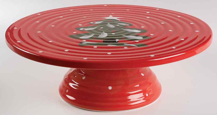 Christmas Frolic 12" Diameter Pedestal Cake Stand by Gibson Designs-1