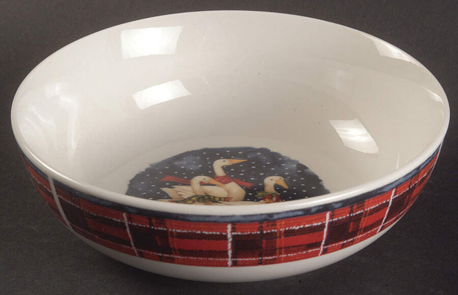 Snow Geese (Plaid Rim) Soup/Cereal Bowl by Gibson Designs-1