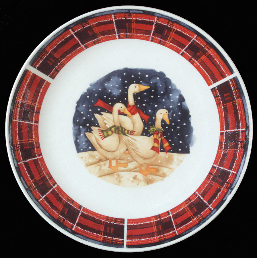 Snow Geese (Plaid Rim) Dinner Plate by Gibson Designs-1