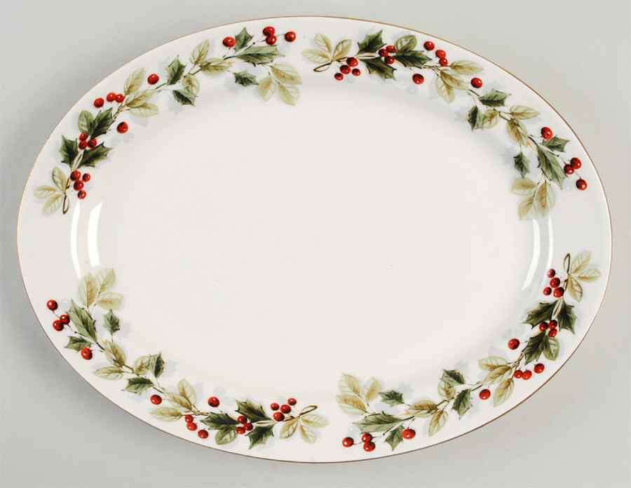 Holiday Classics 13" Oval Serving Platter by Gibson Designs-1