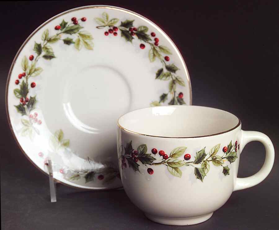 Holiday Classics Footed Cup & Saucer Set by Gibson Designs-1