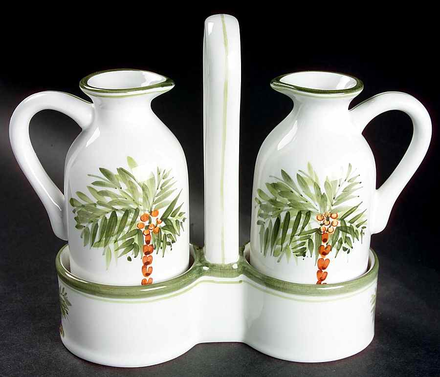 Palm Court 2 Oil/Vinegar Cruets with Cork Stoppers on Tray by Gibson Designs-1