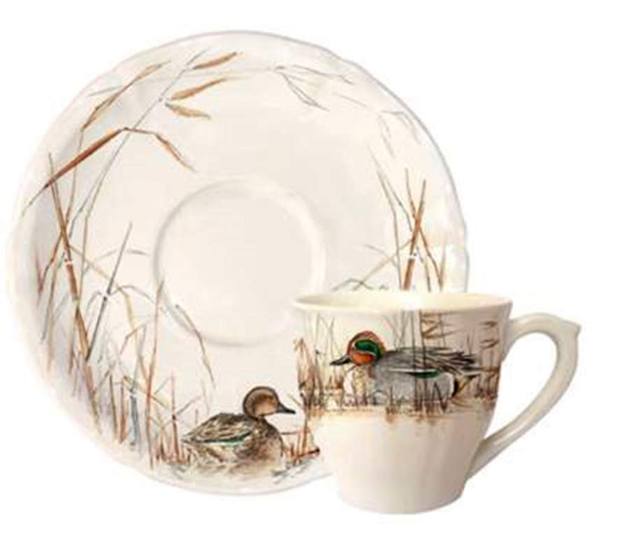Sologne Espresso Cup and Saucer Set by Faiencerie De Gien-1