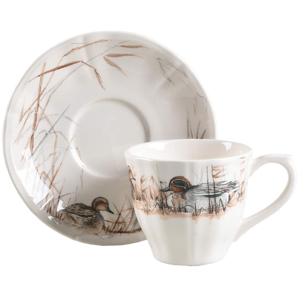 Sologne Flat Cup & Saucer Set by Faiencerie De Gien-1