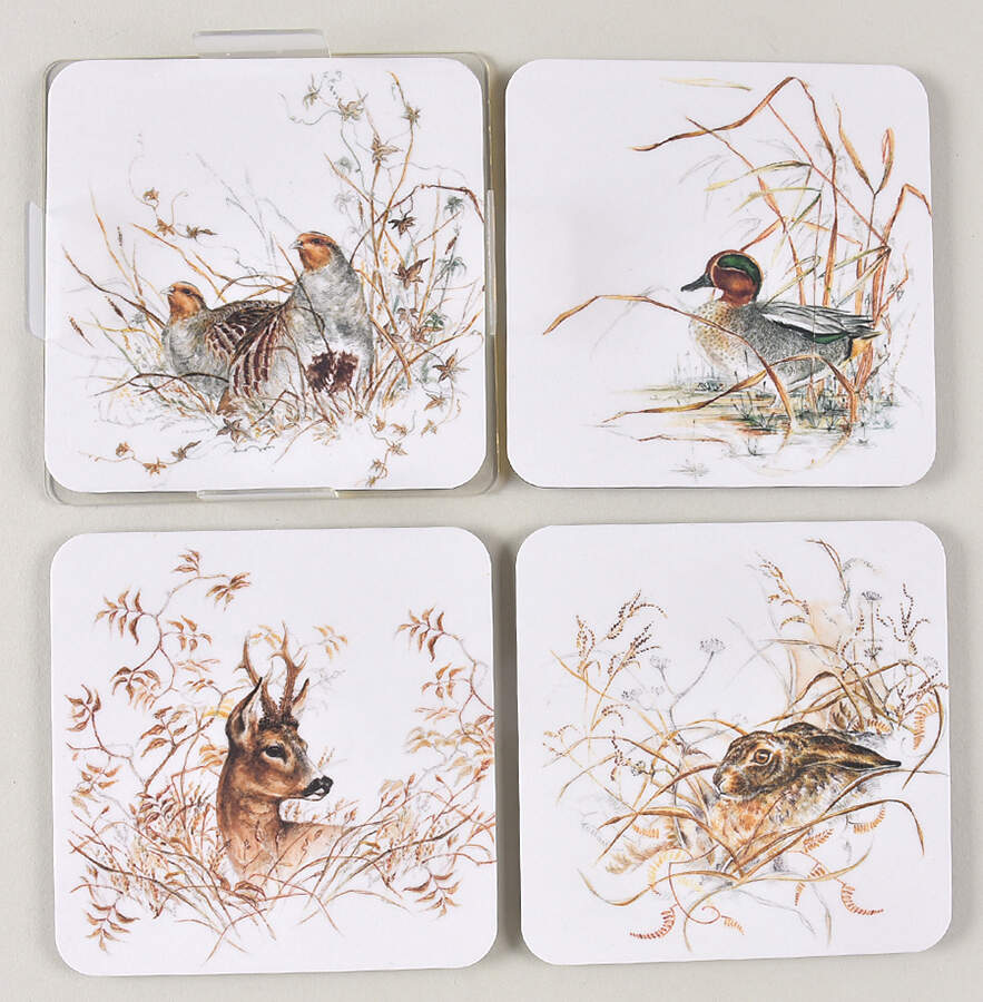 Sologne Acrylic Coasters - Set of 4 Motifs & Holder by Faiencerie De Gien-1