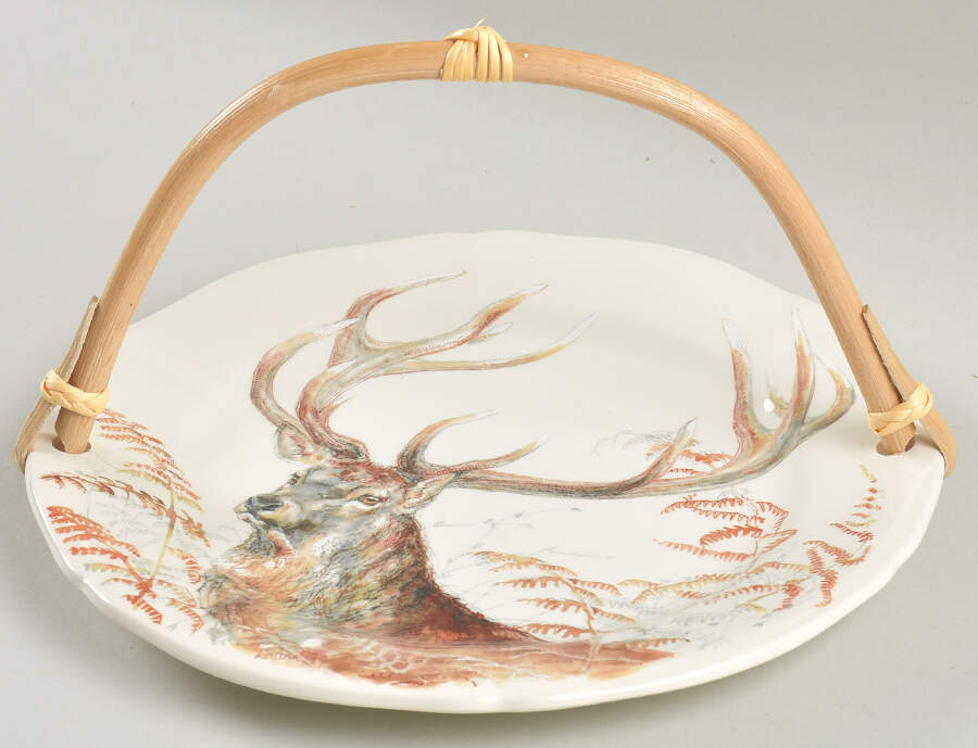 Sologne 5 3/8"-5 5/8" Bamboo Handled Serving Plate  HC by Faiencerie De Gien-1